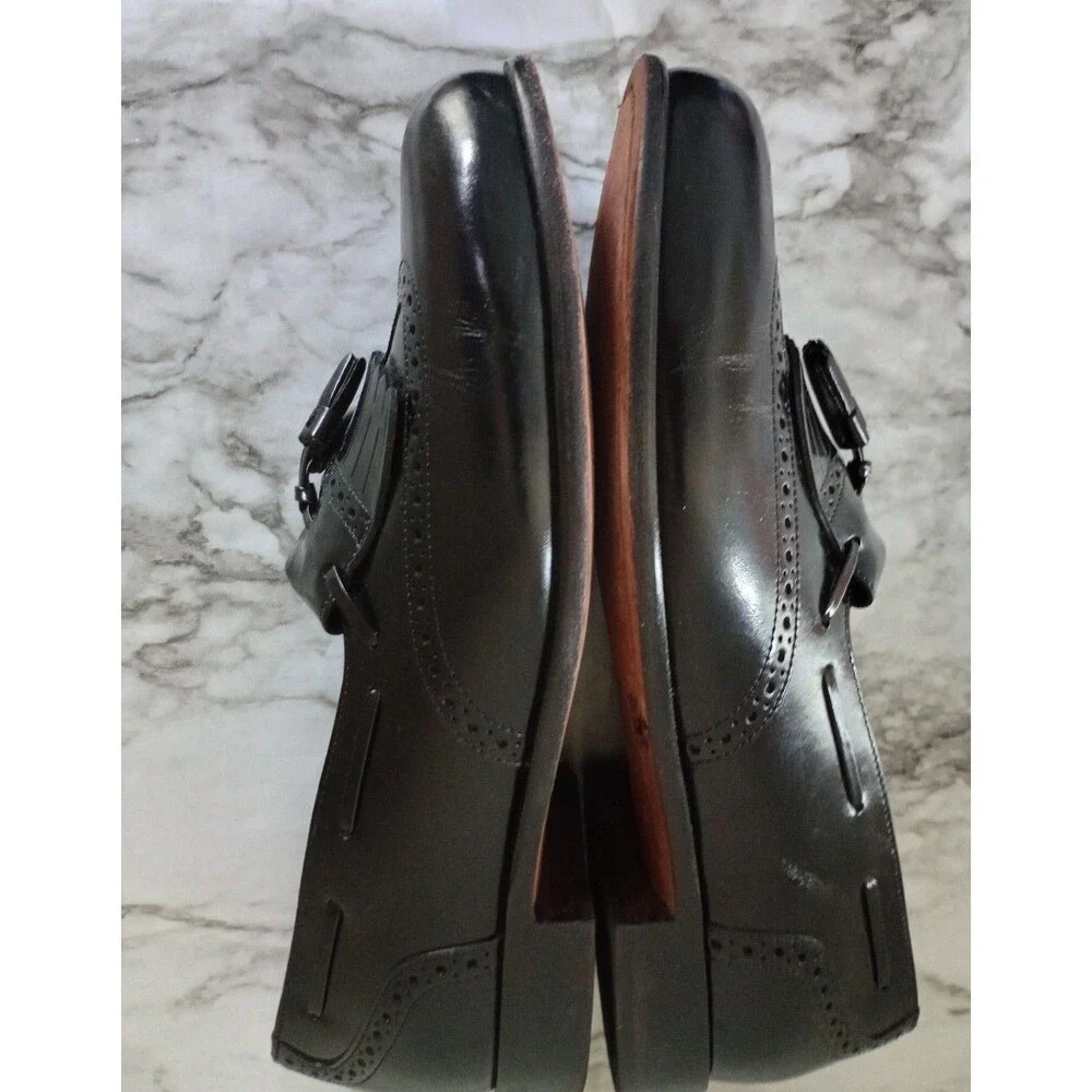 Bostonian Classics Black Leather Tassel Wingtip Loafers Size 9W